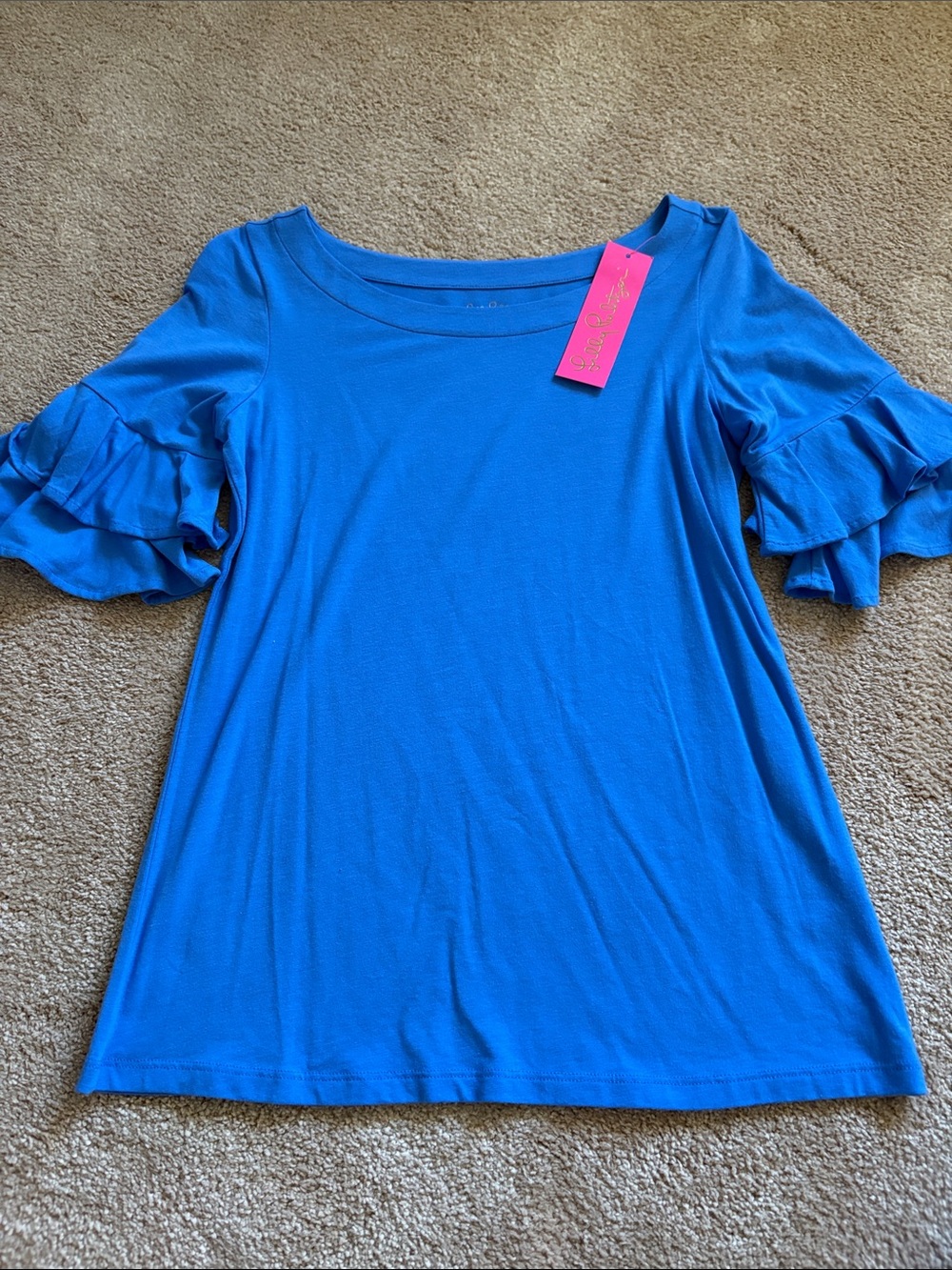 Lilly Pulitzer Lula Royal Blue Ruffle Sleeve Short-Sleeve Tee